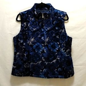 Relaxed by Charter Club Velour Quilted Floral Vest XL